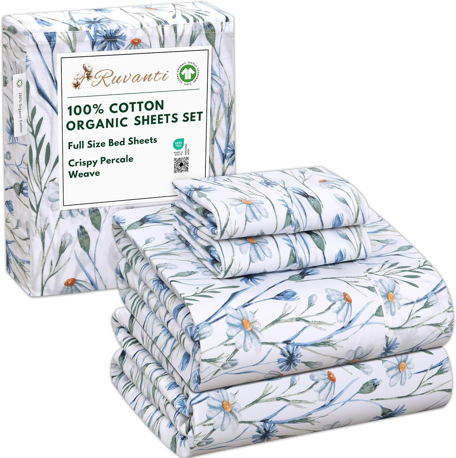 100% Cotton Organic Percale Sheets Full Size – Crisp Cooling Bed Sheets for Hot gallery
