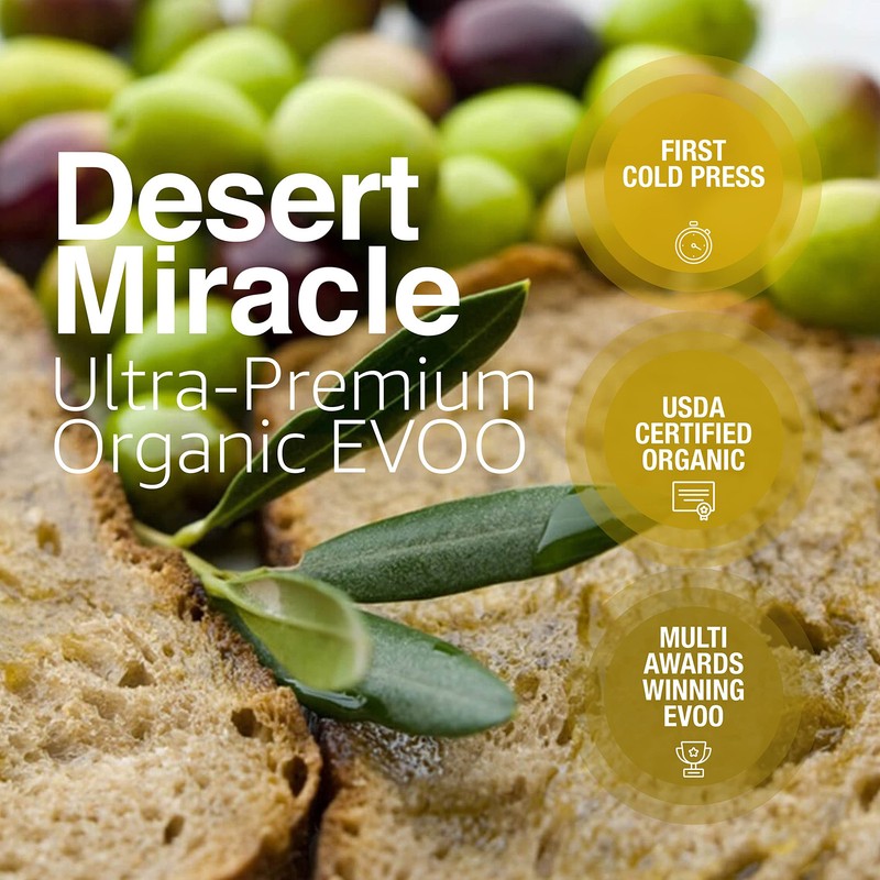 DESERTMIRACLE Cold Pressed Polyphenol Rich Moroccan Olive Oil Organic 8.5 Fl Oz gallery