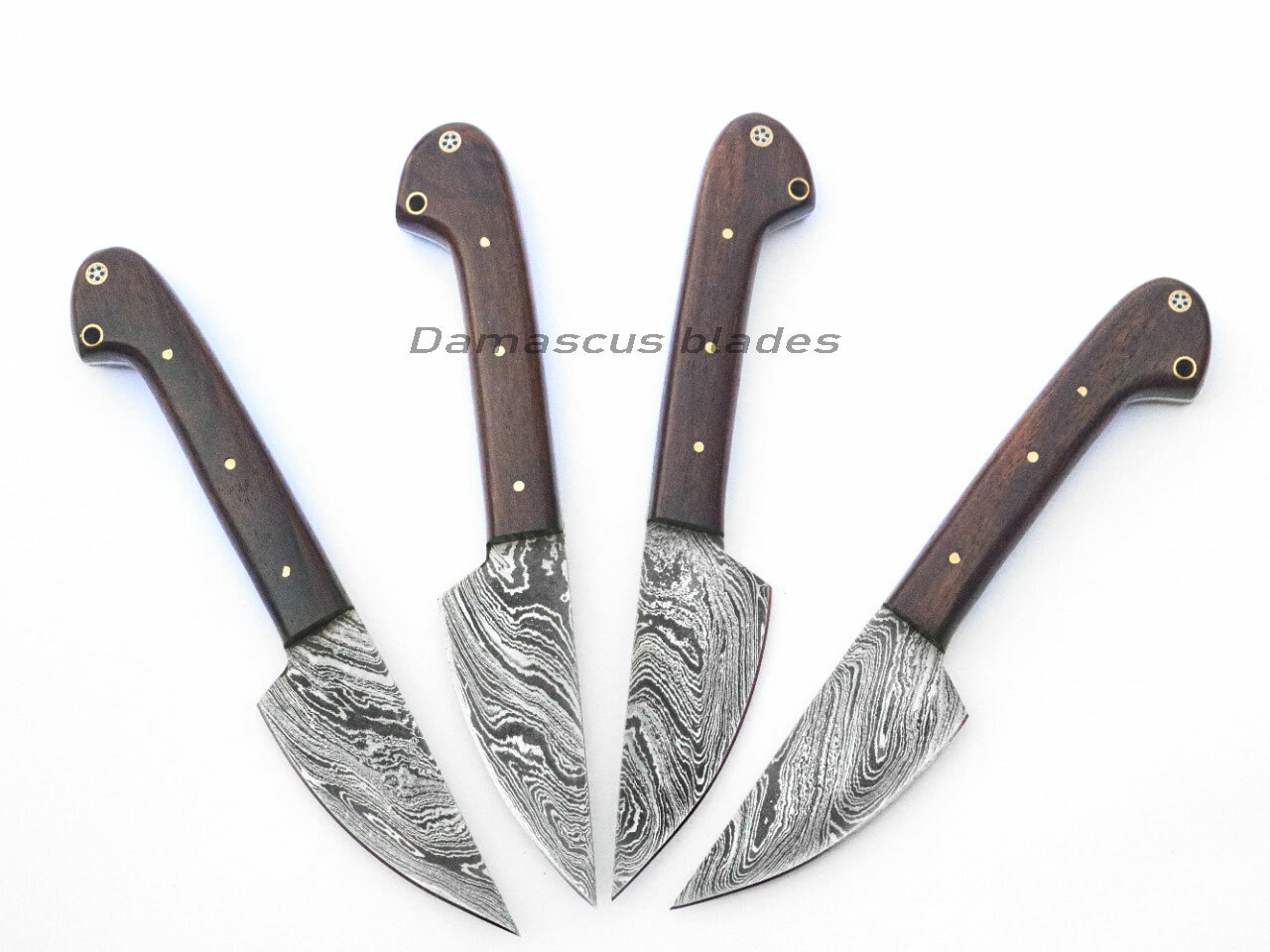 CUSTOM HANDMADE FORGED DAMASCUS STEEL STEAK KNIVES SET WITH WOOD HANDLE gallery
