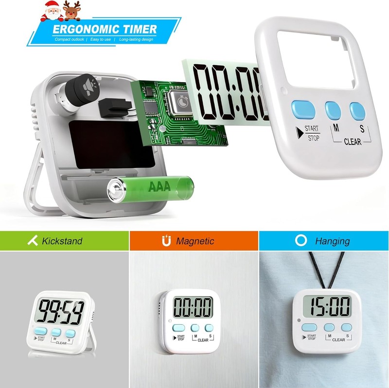 Antonki 2-Pack Digital Kitchen Timer Magnetic Countdown for Cooking & Study gallery