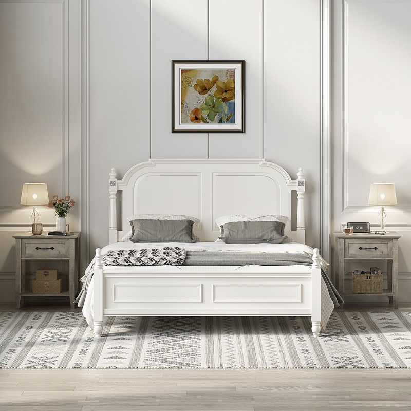 Rustic Grey Nightstand With A Storage Drawer And Shelves Wooden Side Table New gallery