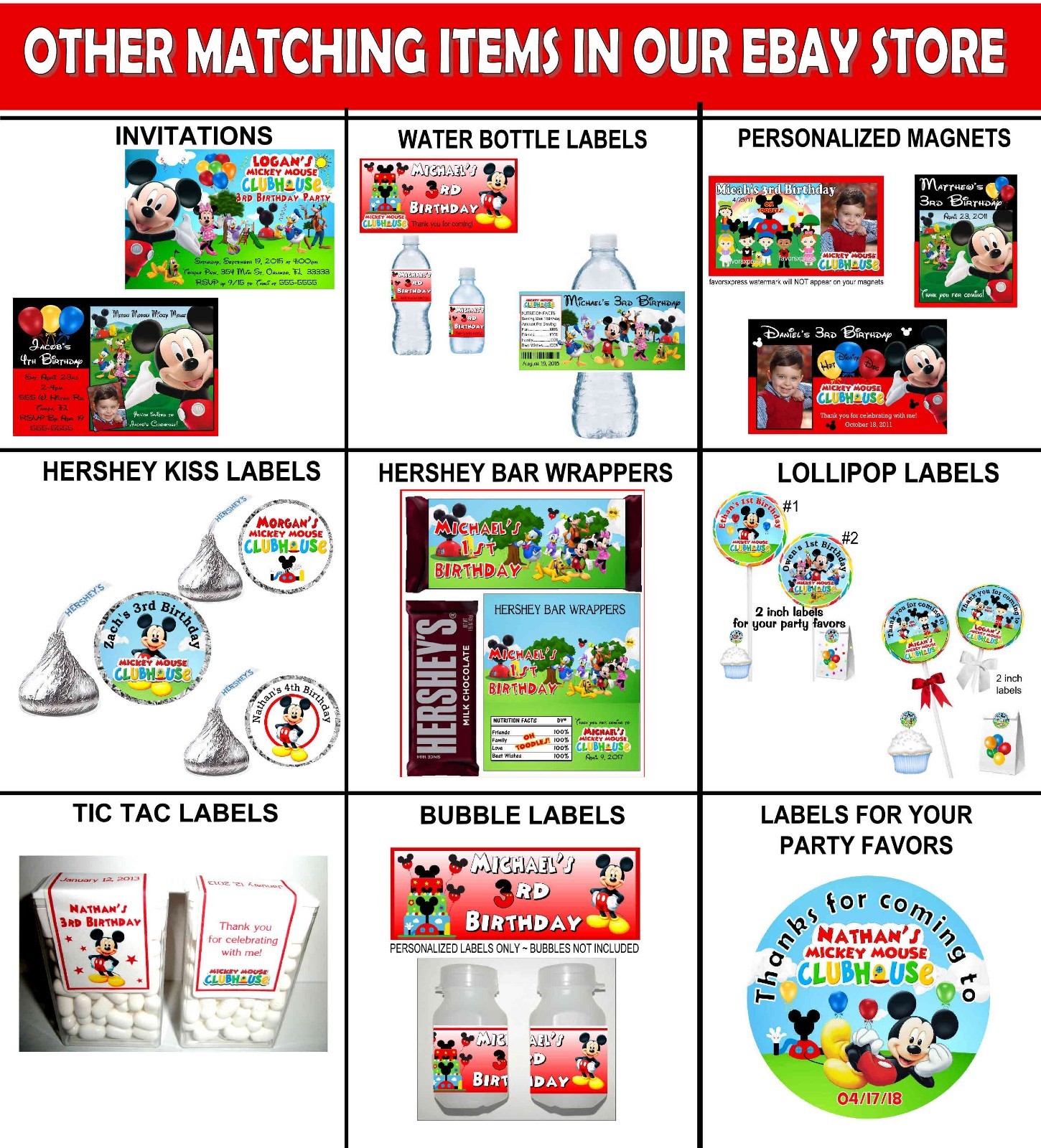 MICKEY MOUSE CLUBHOUSE BIRTHDAY PARTY FAVORS STICKERS LABELS FOR YOUR FAVORS gallery