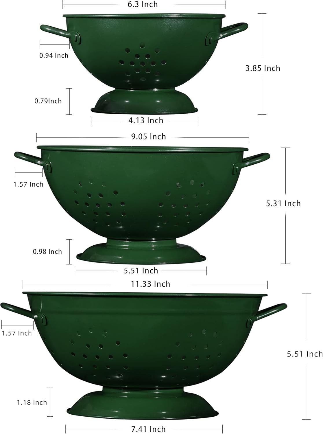 The three-piece metal strainer set includes 1 liter, 3.5 liters, and 5 liters. gallery