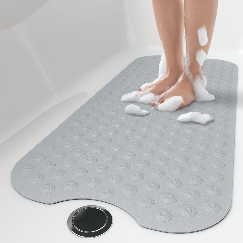 OTHWAY No Suction Cup Bath Mat: 39x16 inch 39" x 16" (Rectangular), A-grey