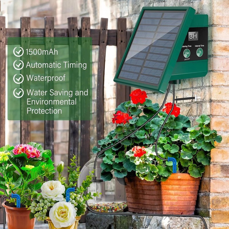 Watering Programmes Solar Irrigation System 300 with 10M Hose and 10 Drip Tips gallery