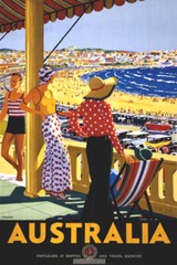 Bondi Beach Sydney Australia Vintage Travel Poster Print, 1930s Style Coastal