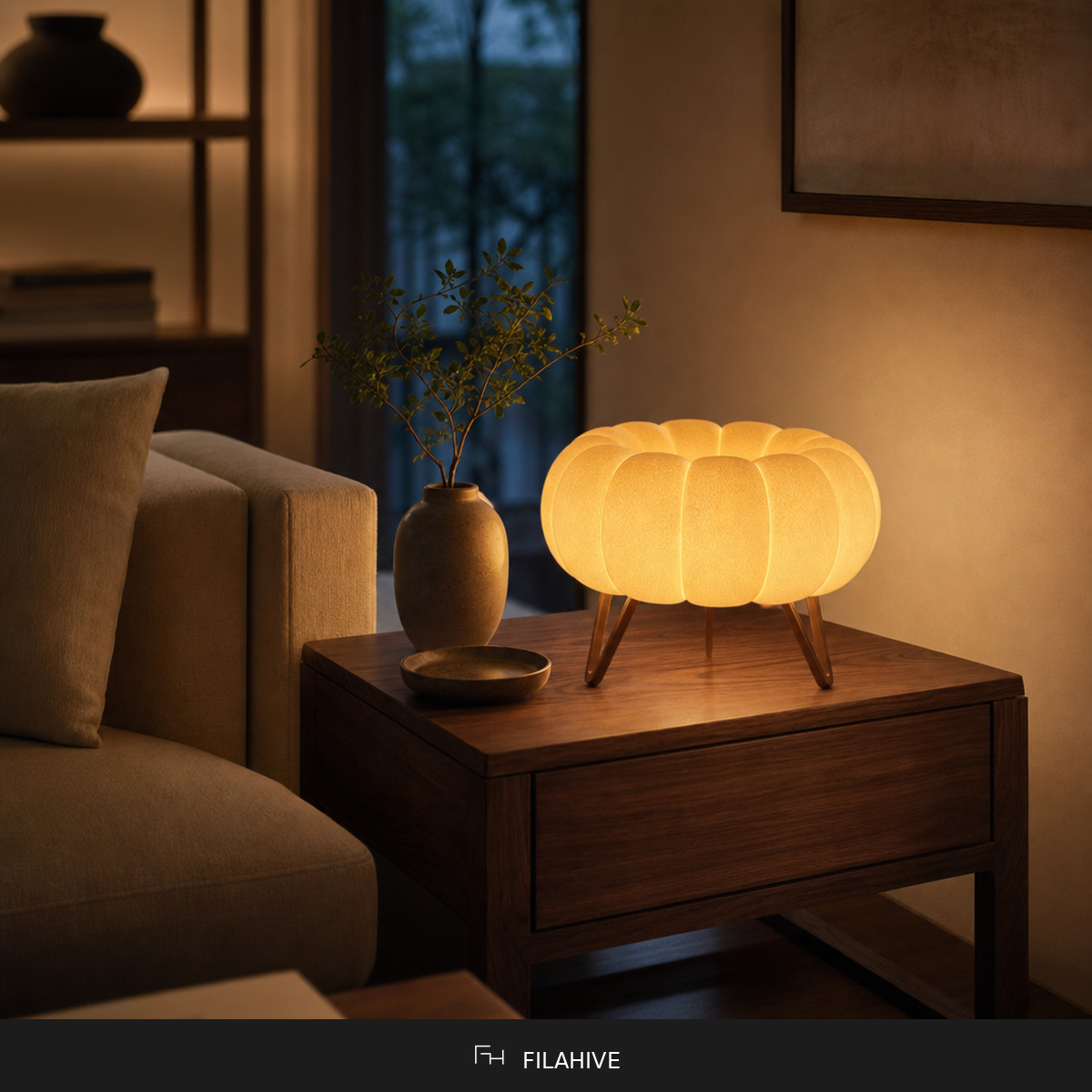 Airy Table Lamp Sculptural Petal Design Mid Century Modern Warm Light Home Decor gallery