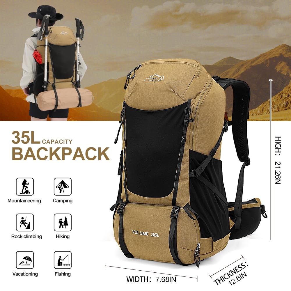 35L Hiking Backpack with 3L Hydration Bladder, Waterproof Rain Cover, Daypack 5