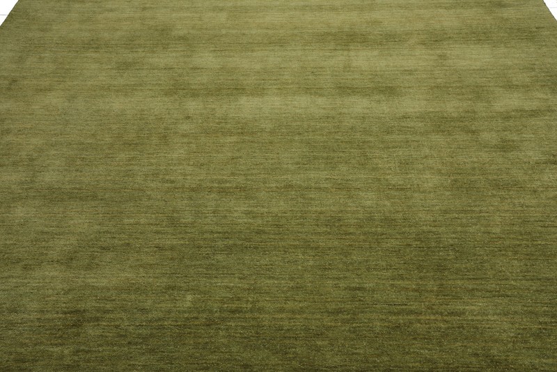 Multi Size Hand Knotted 100% Wool Plain Solid Minimalist Modern Area Rug Green gallery