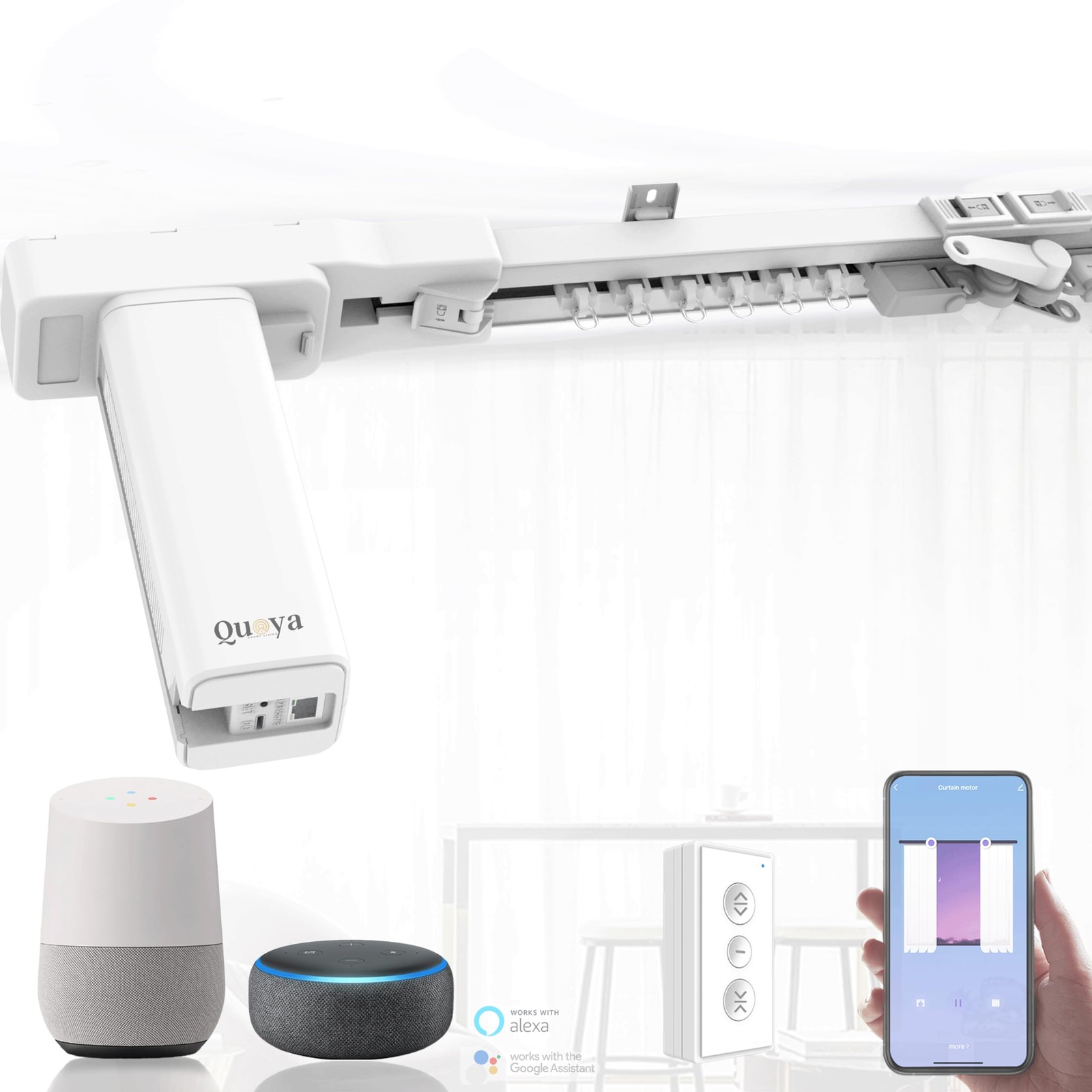 BL01 Smart Electric Curtain Track 【Beltless, Adjustable, No Cutting, Adjustab... gallery