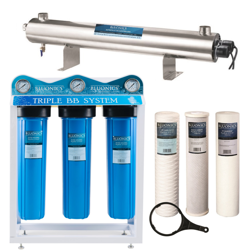 110W UV Well Water Filter System Sediment & Carbon Whole House BLUONICS gallery