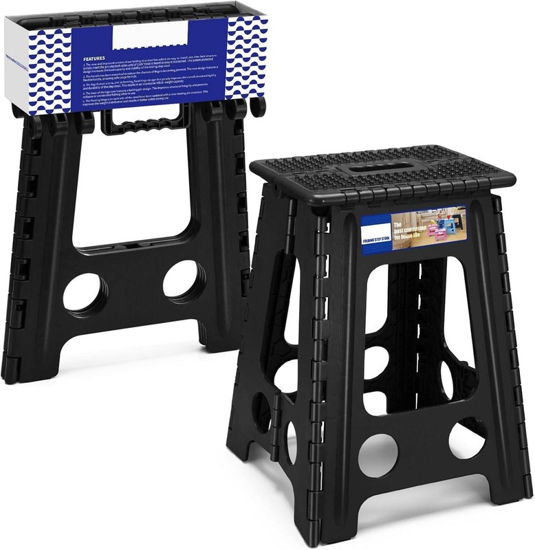 Folding Step Stool Plastic Foldable Stools Non Slip Dot Surface 13" 16" 17.5" gallery