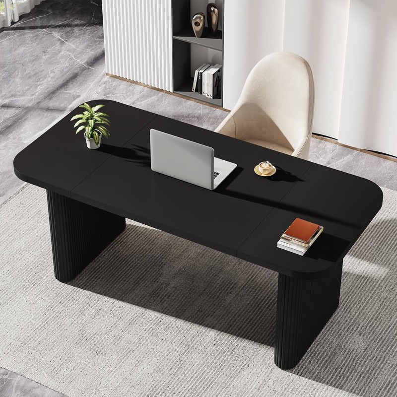 62-Inch Rectangular Executive Computer Desk, Large Modern Wood Writing Table gallery