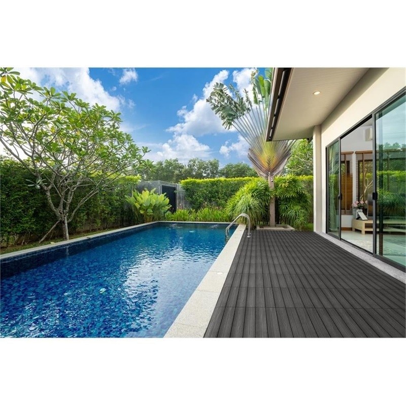 Interlocking Waterproof Deck Tiles Wood Composite Outdoor Patio Flooring 6 Pack gallery