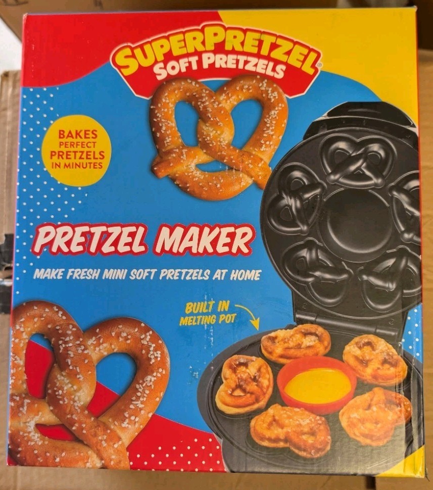 SUPER PRETZEL Soft Pretzels MAKER With Cheese Warmer | BRAND NEW