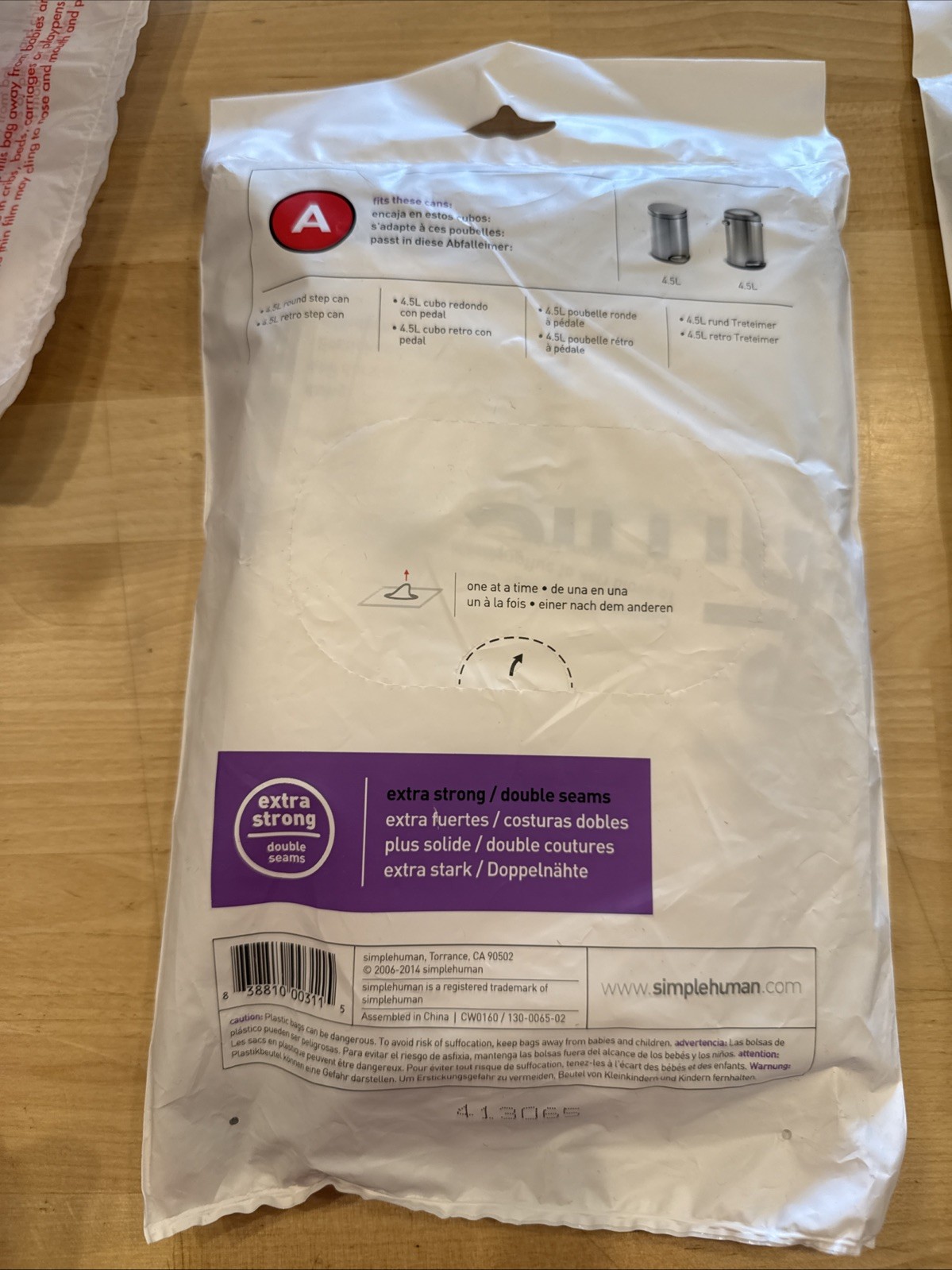simplehuman Trash Can Liner A, 4.5 Liters/1.2 Gallons, 30-Count. 2 Pks gallery
