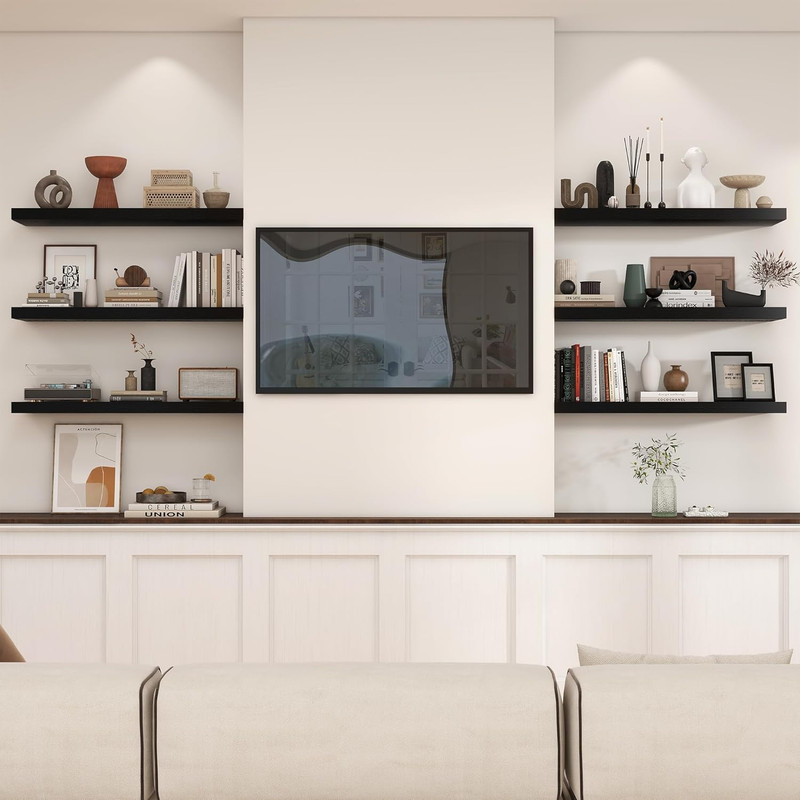 36" Black Floating Wall Shelves - 10" Deep, Invisible Brackets, Multi-Use Decor gallery