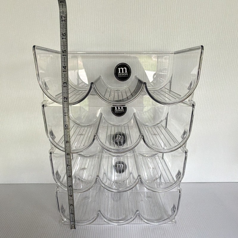 mDesign Clear Plastic Stackable Wine Storage 4-Pack 3-Compartment 15x12x9 gallery