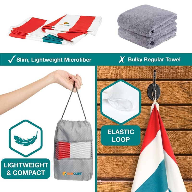 SUN CUBE Microfiber Beach Towel, Quick Dry Sand Free Beach Towel, Lightweight... gallery