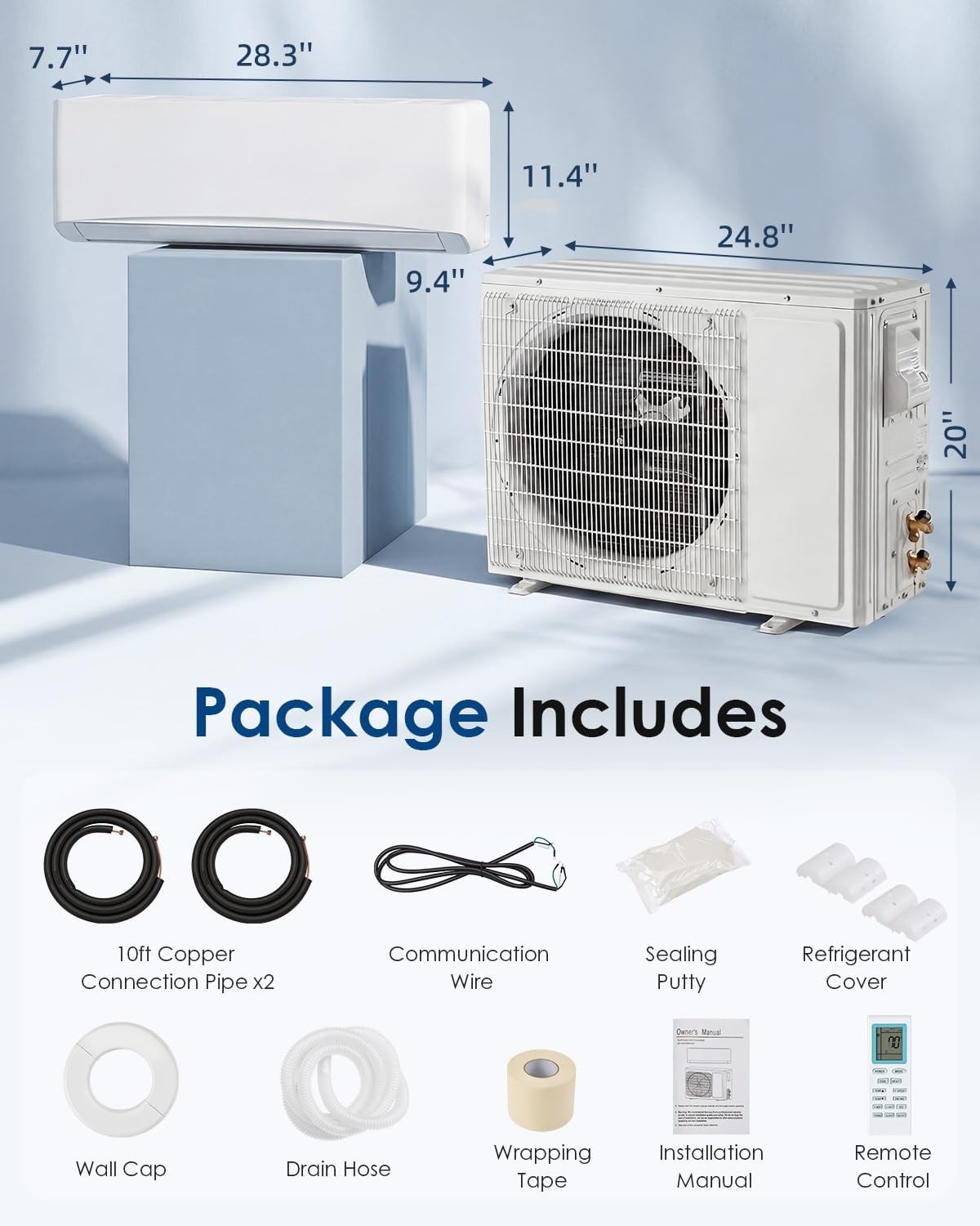 9000 BTU Mini Split AC/Heating System, Wall Air Conditioner & Heat Pump gallery