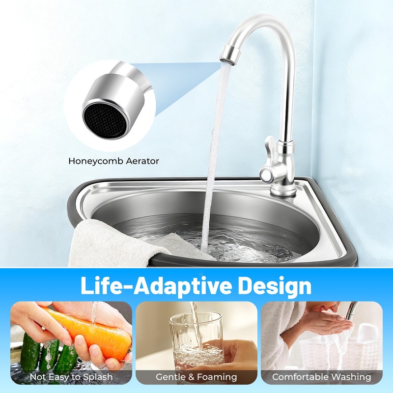 Single Triangle Wash Basin, Corner Sink Small Bar Sink Stainless Steel w/ Faucet gallery