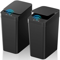 Bathroom Trash Can with Lid, 2 Pack 2.2 Gallon Automatic Touchless Garbage Ca…