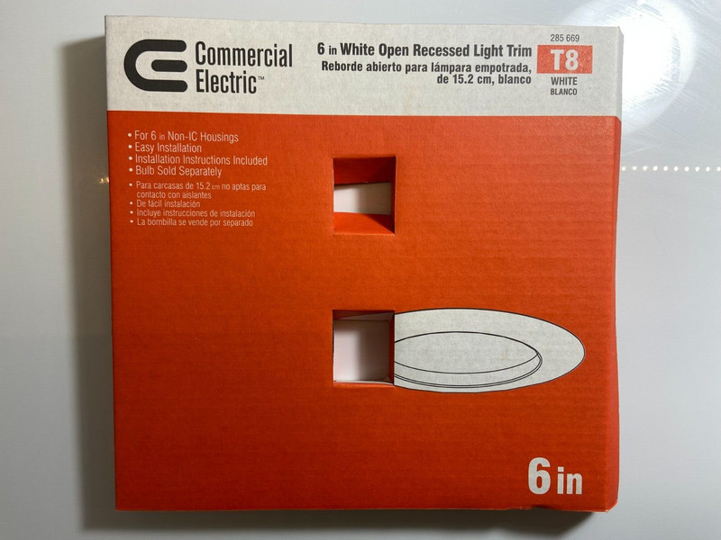 Recessed Light Downlight Trim OPEN EXPOSED BULB (6-Inch) With Springs NEW-IN-BOX gallery