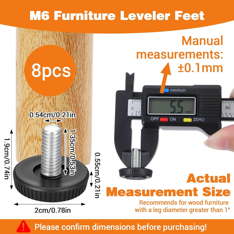 8 Pcs M6 Leveling Feet M6 Adjustable Leveling Feet Bar Stool Height Extenders Sc gallery