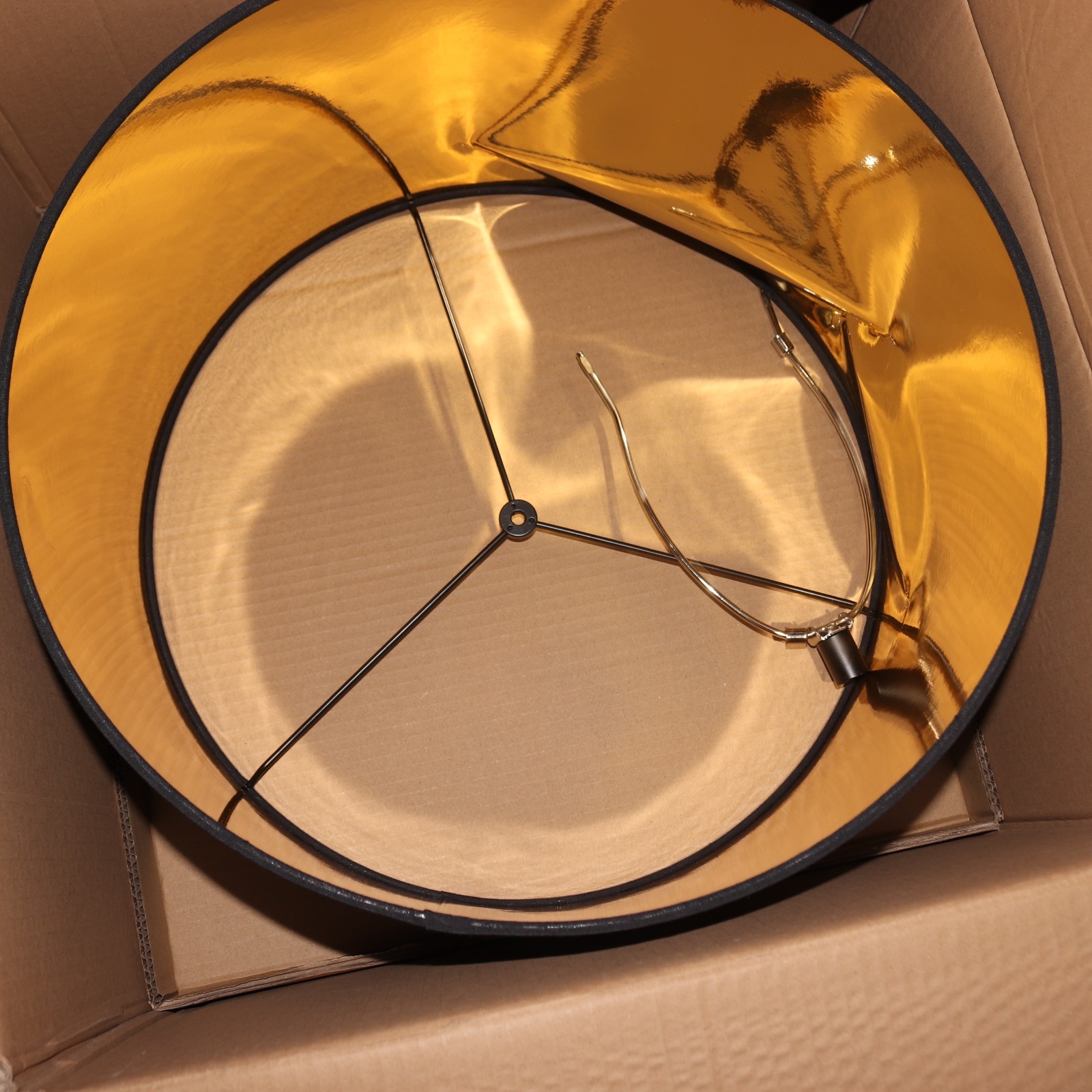 Hampton Bay 1-Light Standard Floor Lamp with Black Drum Shade Black &Gold 58.6" gallery