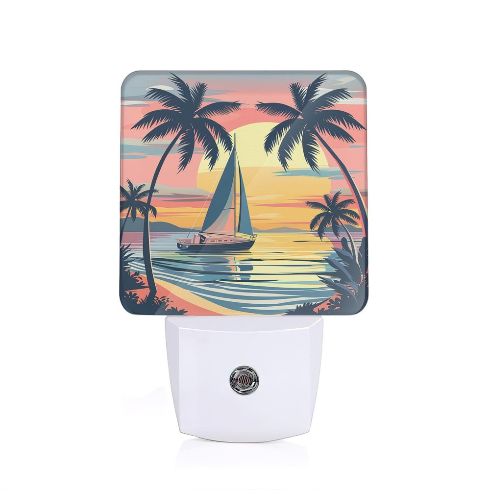 Palm Trees Sunset Night Light PlugIn Auto Sensor LED Men Women Boys Girls