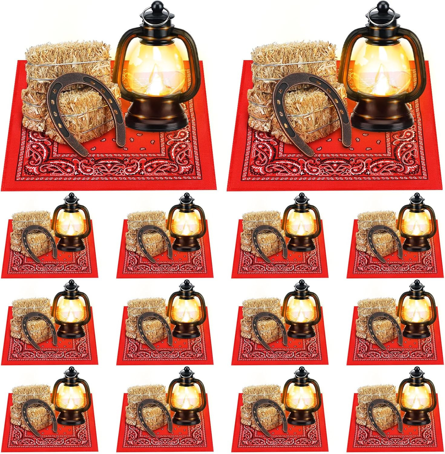 72 Pcs Western Cowboy Centerpieces Decorations with Horseshoe Lantern Mini Hayst gallery