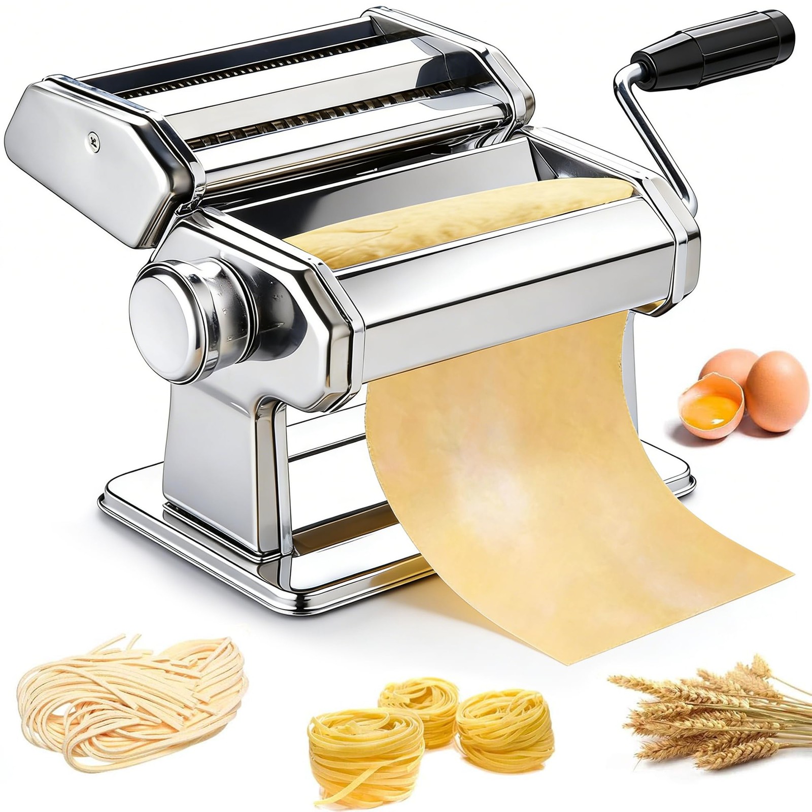 Stainless Steel Pasta Maker Manual Roller Machine 9 Thickness Settings Cutter gallery