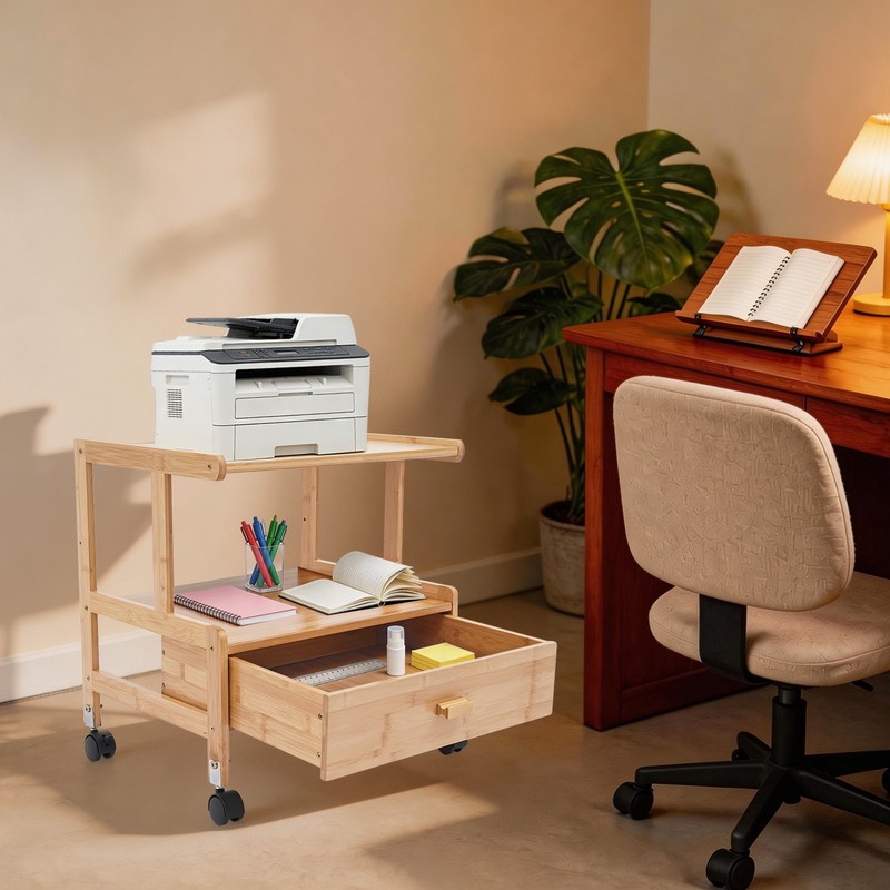 Printer Stand with Storage Under Desk Printer Table 4 Wheels & Locking Mechanism gallery