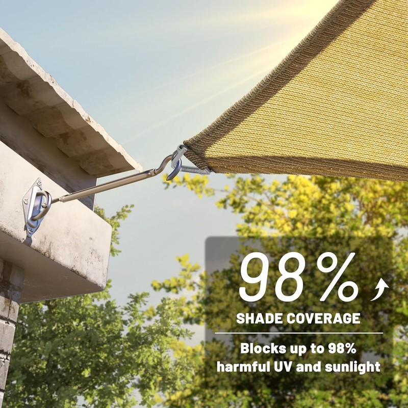 ColourTree Pro Ring Rectangle Sun Shade Sail, 260 GSM Fabric Heavy Duty gallery
