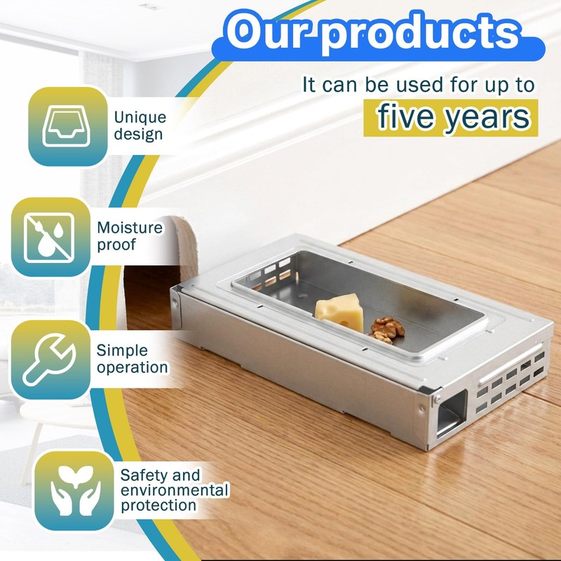 4 Packs Multi Catch Mouse Trap Clear Top Mice Trap Rodent Humanized Silver Ra... gallery