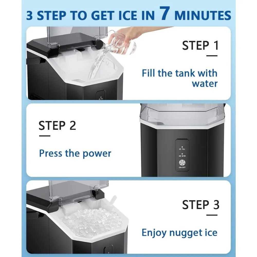 Ice Maker Countertop, 10,000Pcs/33Lbs/Day Portable Nugget Ice Maker gallery