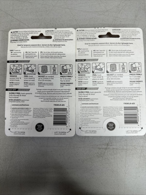 3M Command Adjustables 2 Packs 6 Clear Hooks & 12 Strips Each Pack Holds 0.5 lb gallery