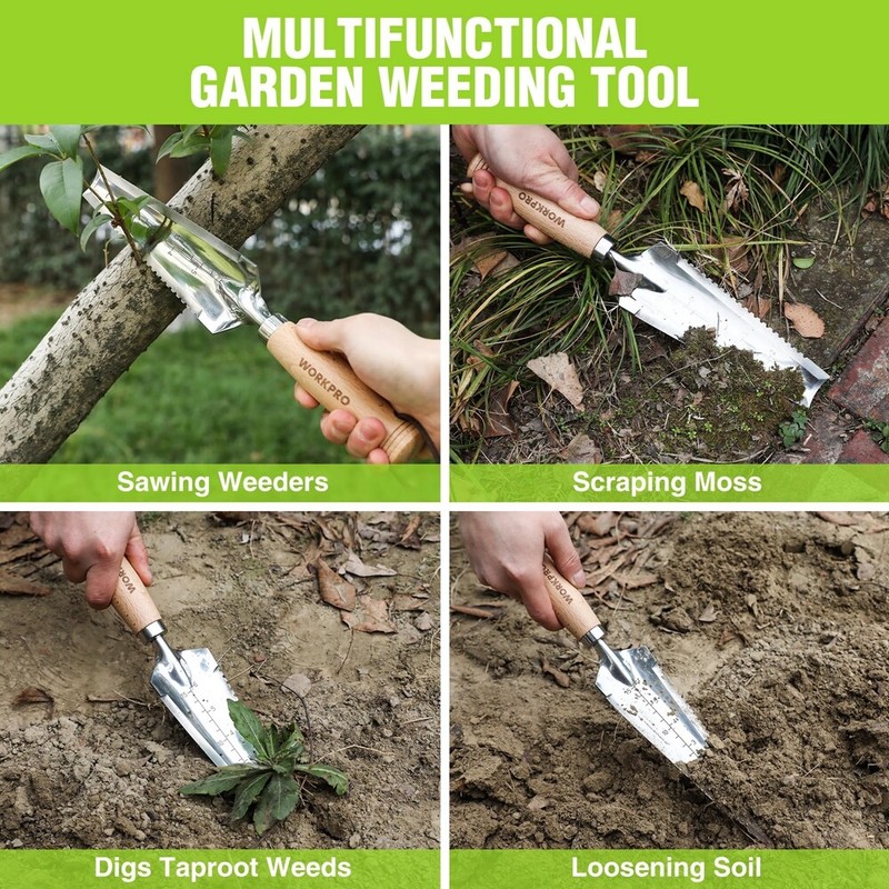 WORKPRO 12.5" Weeder Puller Tool 4-in-1 Garden Trowel Hori Hori Garden Knife NEW gallery