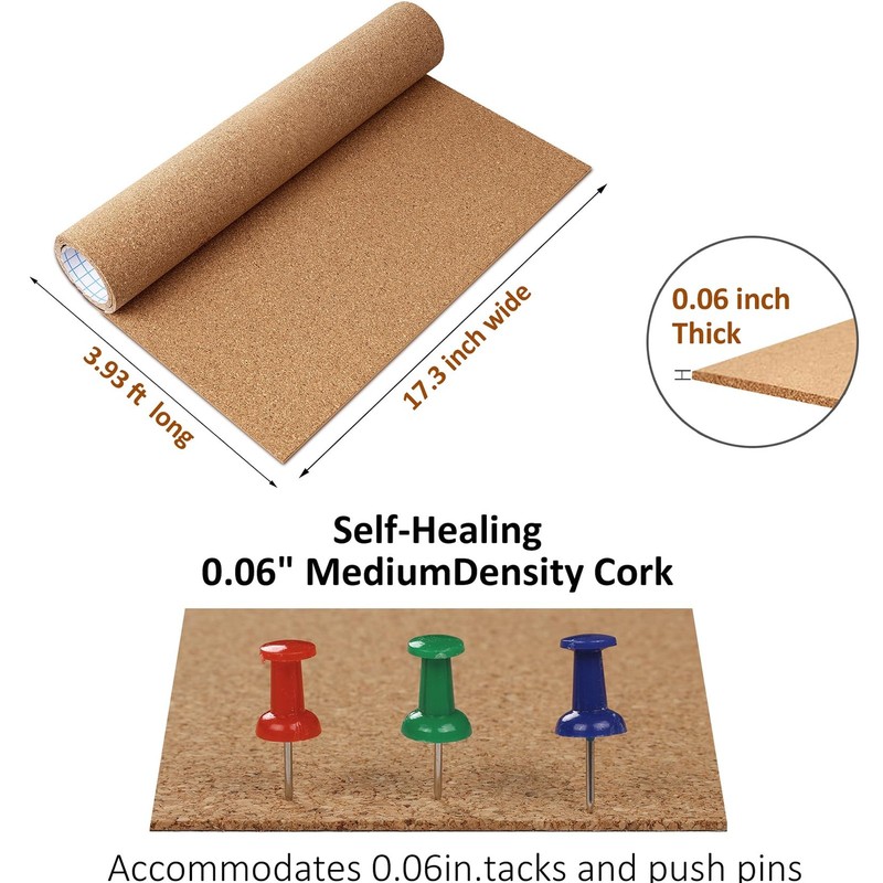 Self Adhesive Cork Roll with Backing Thick 0.06 17.3in X 3.9ft Natural Cork gallery