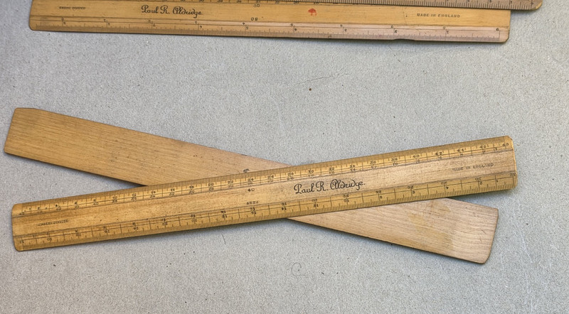 Antique Engine Divided 5 Ruler Set by Harding & Halden Sydney Cedar Case c.1915 gallery