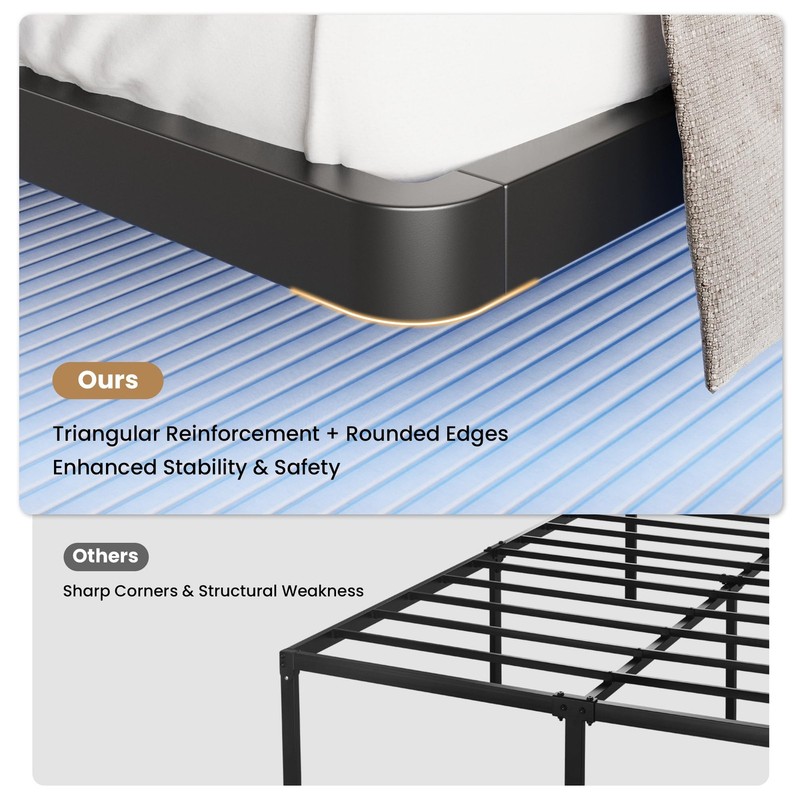 SHA CERLIN Floating Bed Frame Full Size with Smart LED Lights and Charging St... gallery