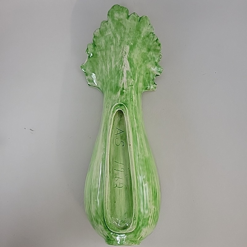Vintage MCM Celery Shaped Dish Ceramic Art Pottery 14”L gallery
