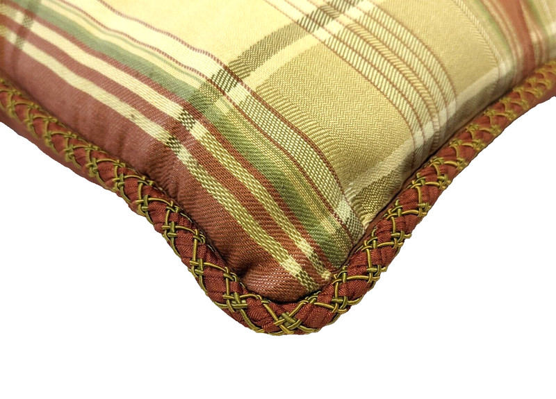 Gold and Rust Plaid Front Rust Back Decorative Pillow 17 x 17 gallery