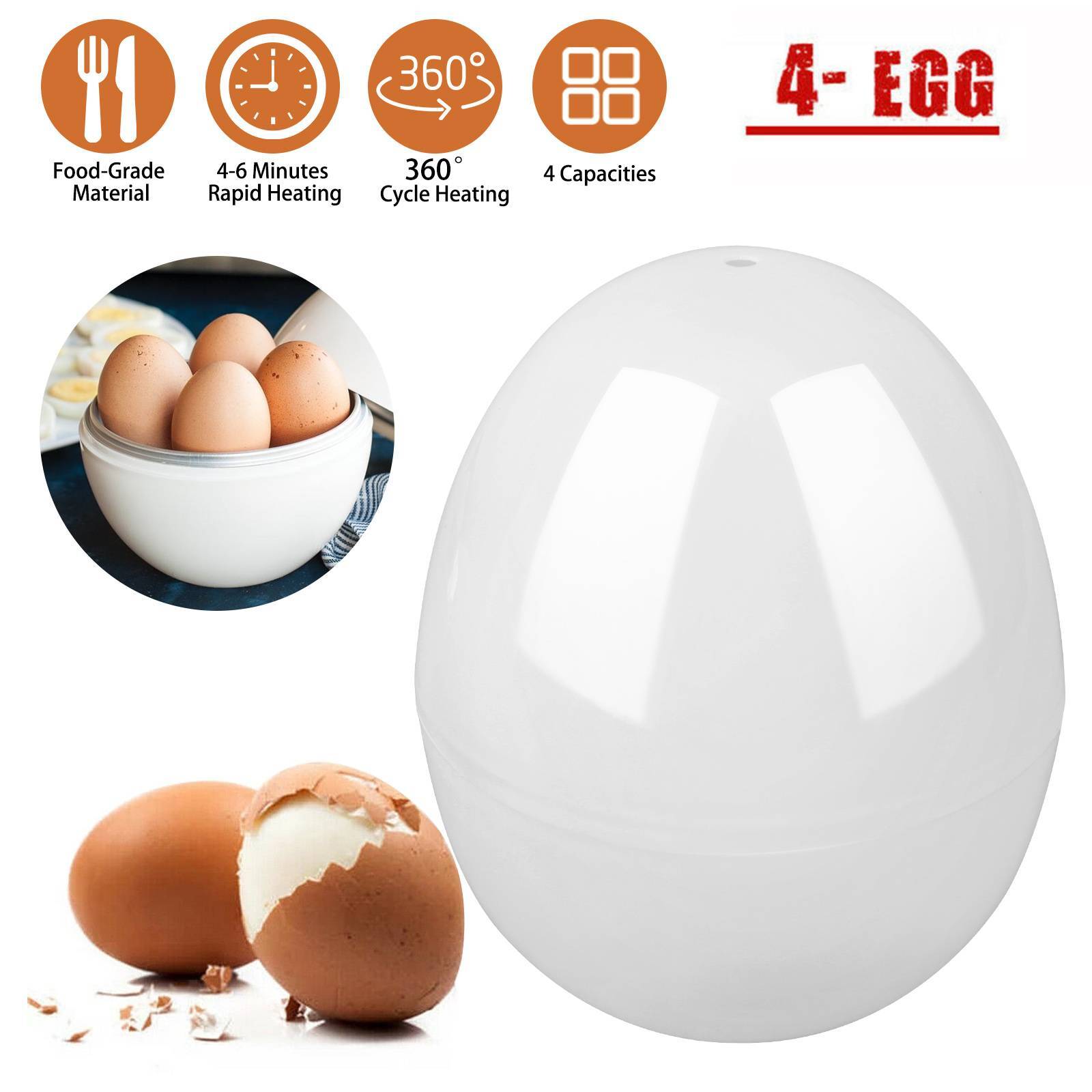 Safe &Harmless Microwave Egg Boiler Cooker Steamer Kitchen Cook Tool 4 Capacity gallery