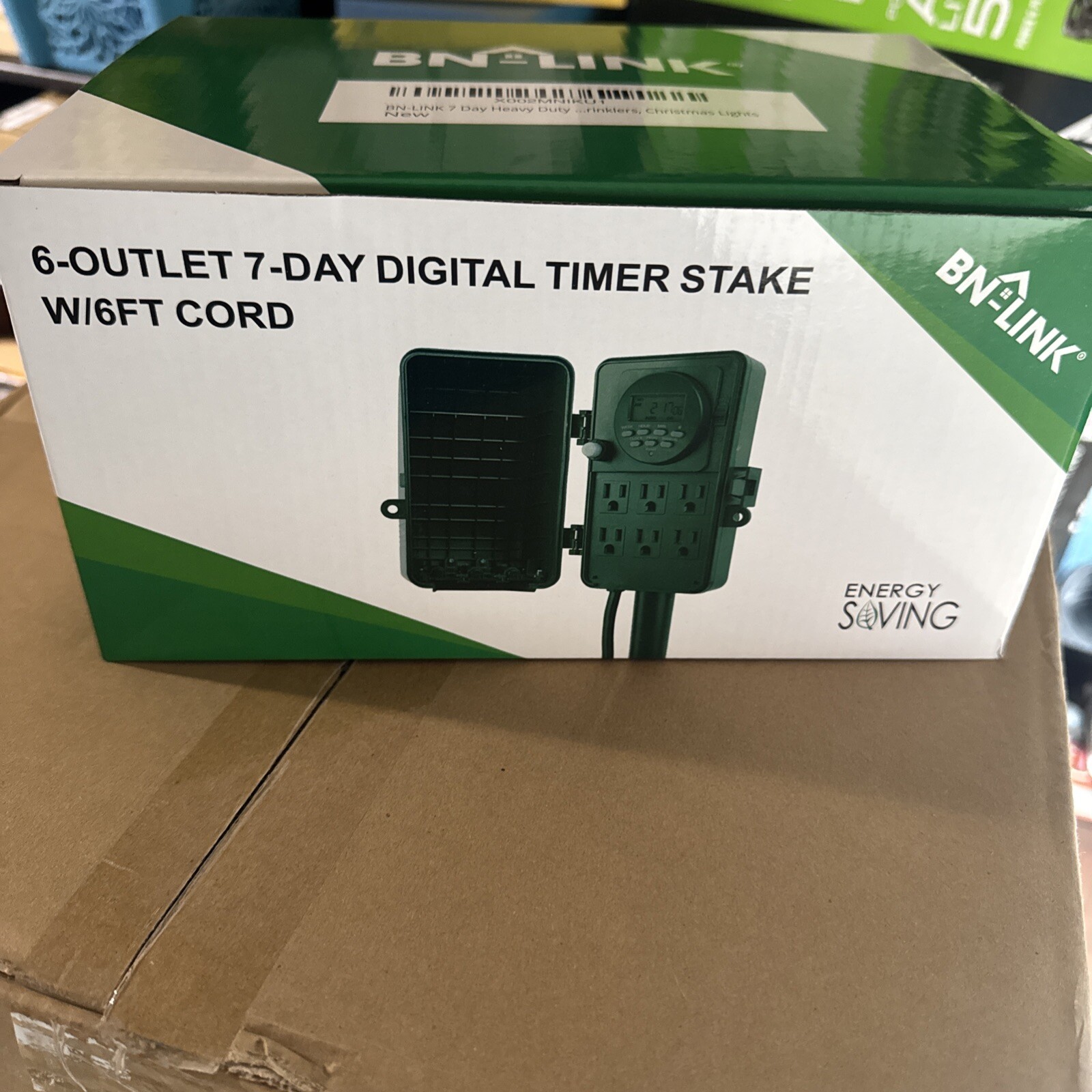 BN-LINK 7 Day Heavy Duty Outdoor Digital Stake Timer, 6 Outlets Weatherproof New gallery