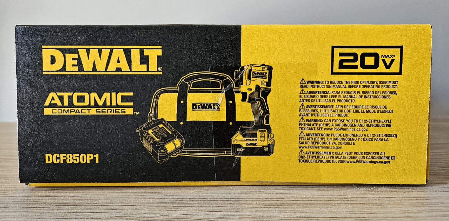 DEWALT ATOMIC 20V 1/4" IMPACT DRIVER KIT W/ BAG, 5Ah BATTERY & CHARGER DCF850P1 gallery