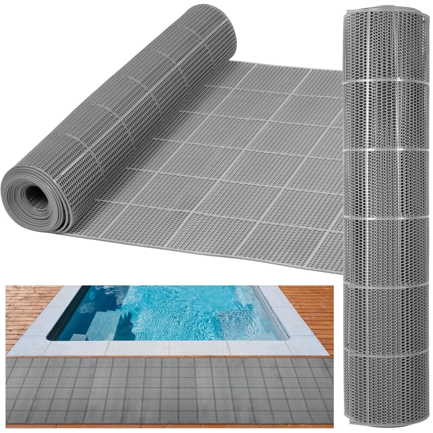 20ft Non Slip PVC Pool Floor Mat Drainage Swimming Pool Mats 3 Pack Splash Mats gallery
