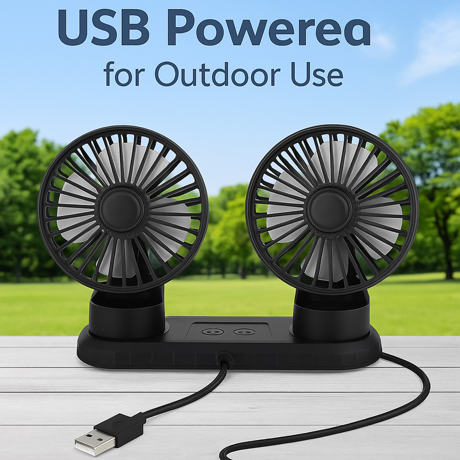 USB Powered Dual Fan – Rotating Heads, Ideal for Work or Travel gallery