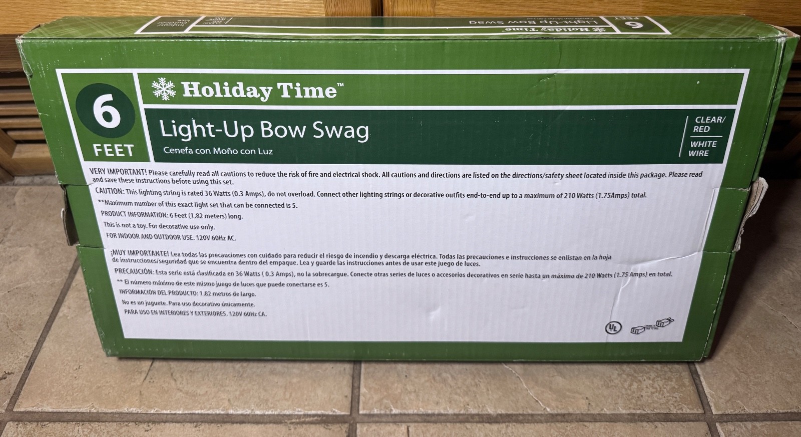 Holiday Time 6 Ft. Light Up Bow Swag Christmas Lights Multi Colored gallery