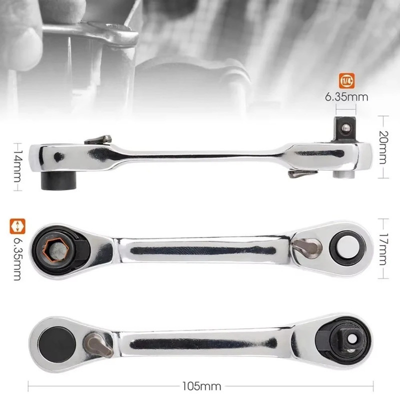 1/4" Mini Double-Ended Quick Socket Ratchet Wrench Rod Screwdriver Bit Tools * gallery
